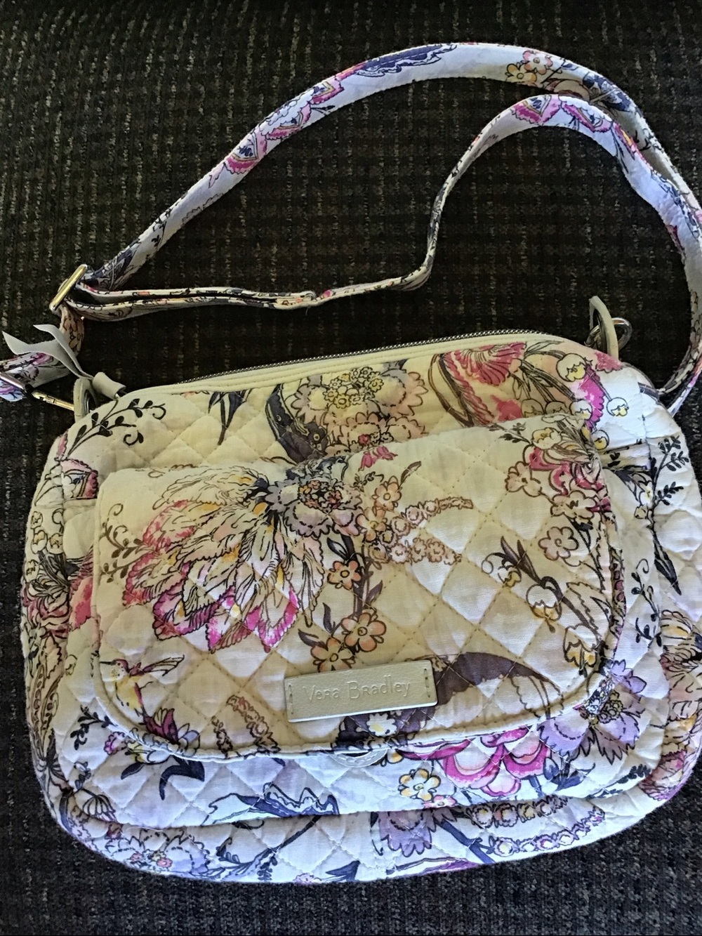 Vera Bradley Quilted Floral Crossbody in Cream, Pink and Purple